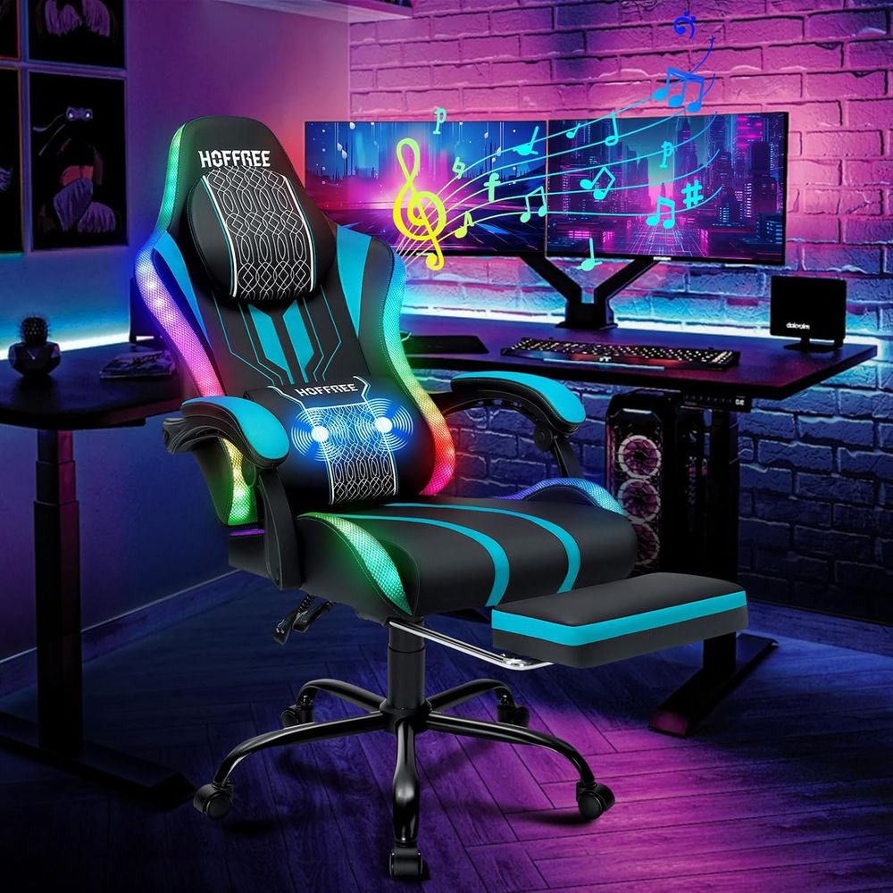 Massage - Chaise de jeu avec lumières LED,