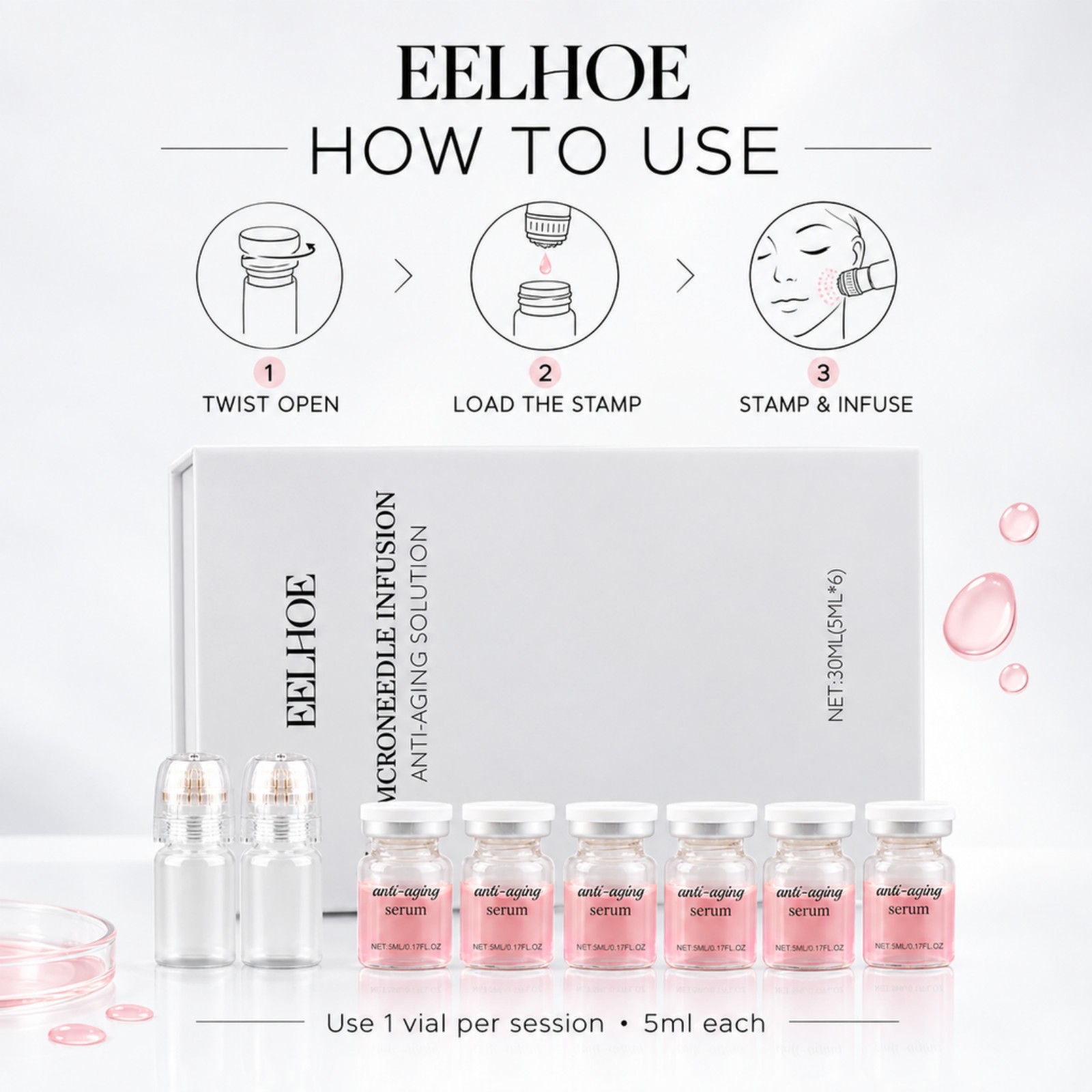 Kit de sérum à micro-aiguilles - Hyaluronic Acid Facial Serum avis et prix